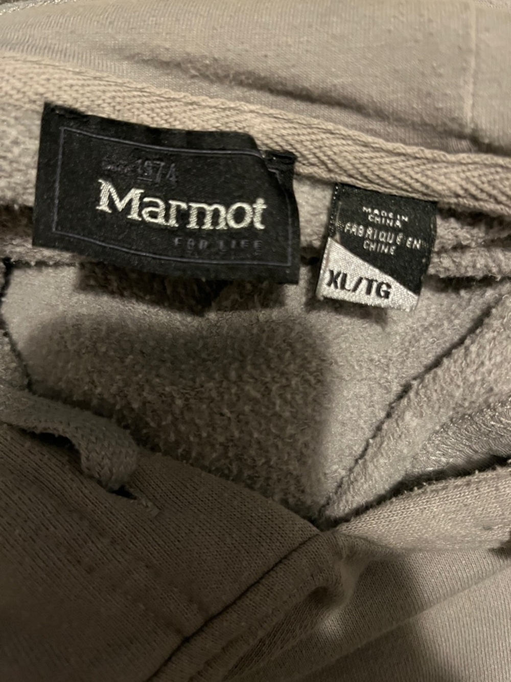 Marmot Gray Hooded Fleece with Blue and Yellow Mountain Logo - Picture 2 of 2